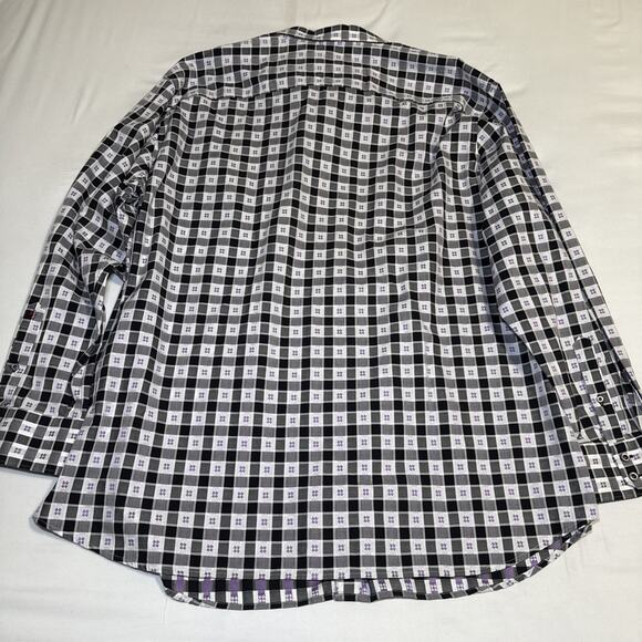 Robert Graham Black White Check Flip Cuff Contrast Button Shirt Mens Sz 3XL EUC - Picture 12 of 14